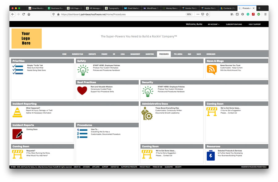 small business startup safety security procedures software template dashboard