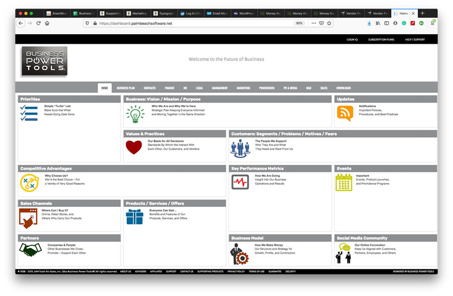 small startup business development management dashboard