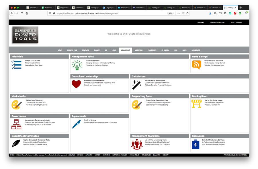 small business startup management software template dashboard