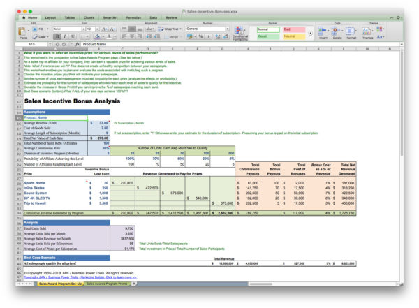 sales incentive bonus program excel