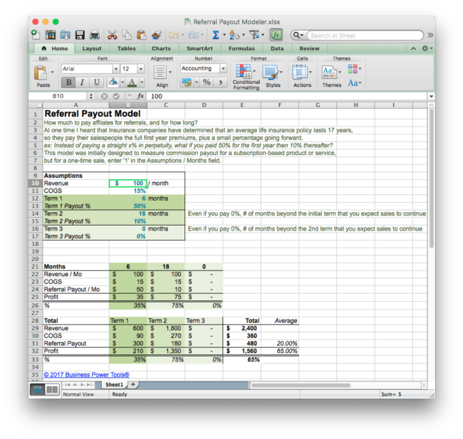 calculate affiliate commissions referral bonus fee