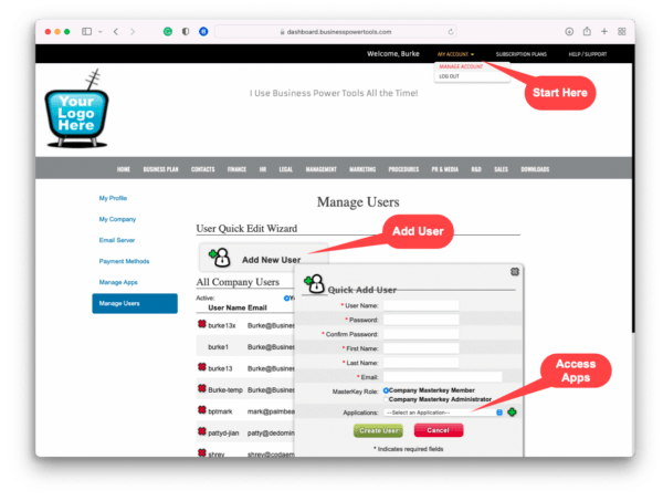 Add business consultant to client dashboard