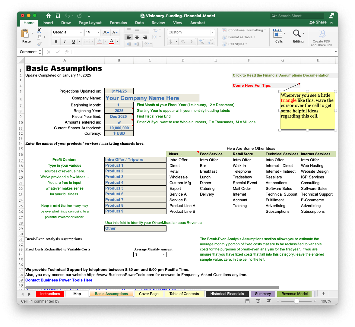 best free ai business plan financial projection excel model