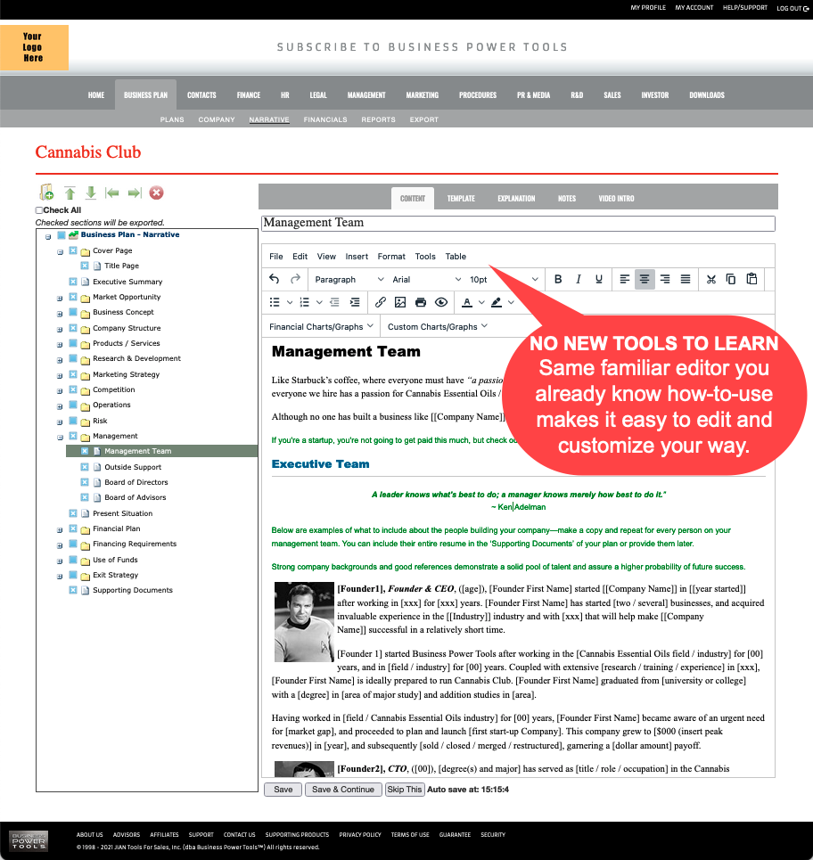 free bizplanbuilder business plan software template