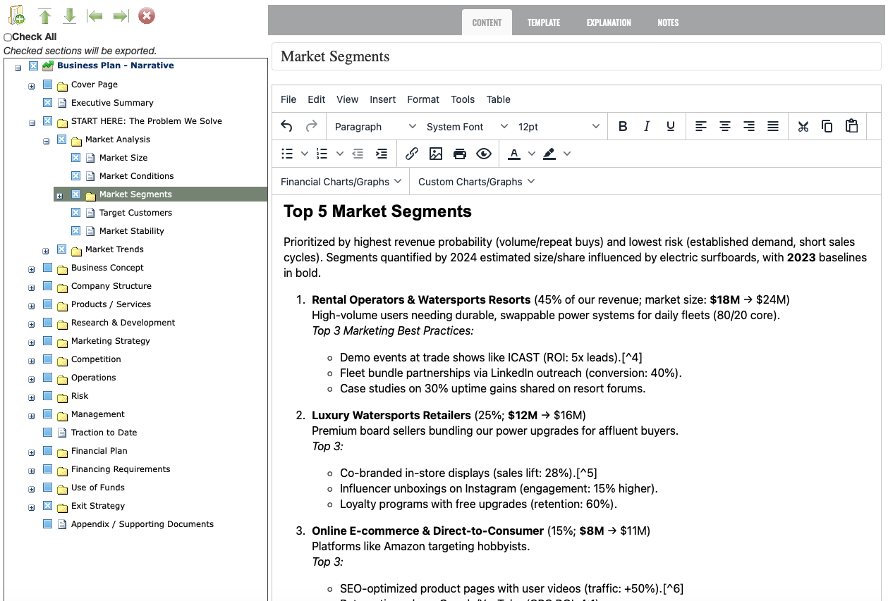 example ai native business plan system